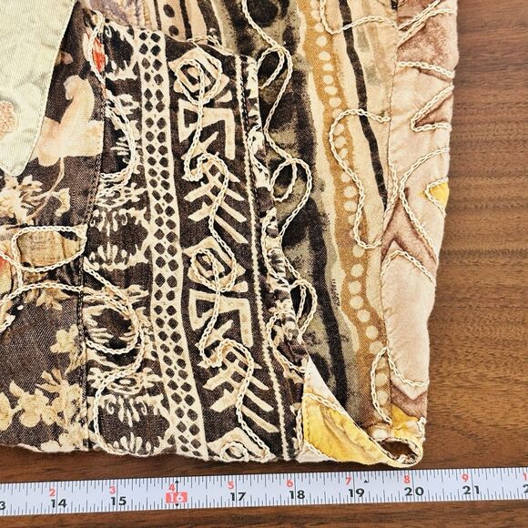 Sacred Threads M/L Button Up Patchwork Top Western Boho Artsy Hippie Eclectic - Picture 11 of 12